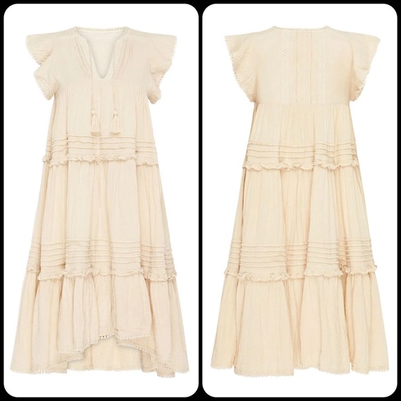 EUC Spell & the Gypsy Collective Sand Beige Hanalei Midi Dress - Picture 6 of 17